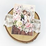 Kartka ślubna z motywem róż. Najpiękniejsza kartka na ślub ręcznie robiona.